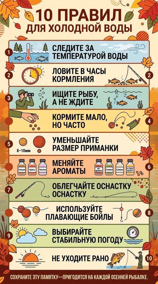 Сохраните памятку — пригодится на каждой осенней рыбалке