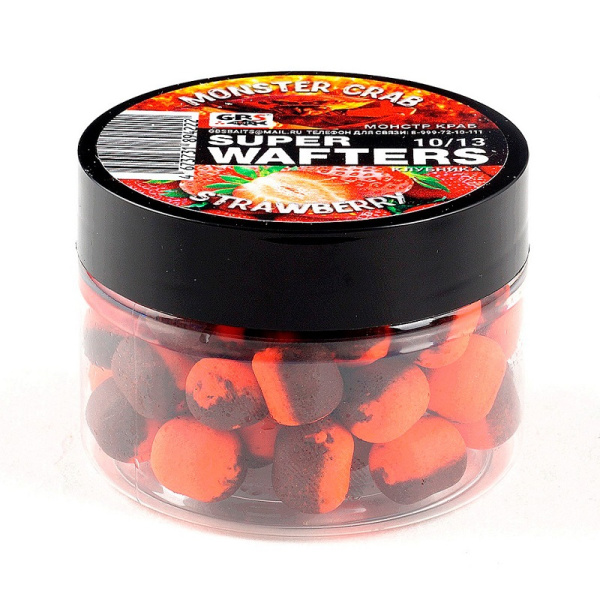 Бойлы нейтральные GBS Baits wafters  Monster Crab-Strawberry 1