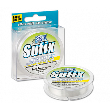 Леска зимняя флюрокарбоновая Sufix Invisiline Ice Fluorocarbon  50м 2,5кг/0,18мм (Прозрачный) 