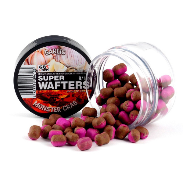 Бойлы нейтральные GBS Baits wafters  Garlic - Monster Crab 8 10мм 67 г (Чеснок - Монстр-Краб)2