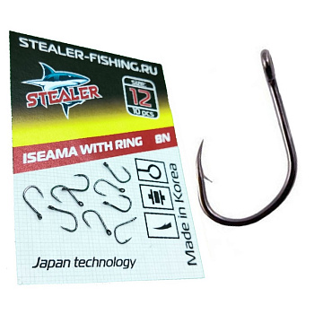 Крючки с колечком Stealer ISEAMA Size 12 Black Nickel 