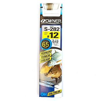 Поводок готовый Owner S-282 Size 12  с бородкой  0,12мм 65см
