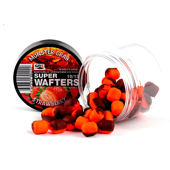 Бойлы нейтральные GBS Baits wafters  Monster Crab-Strawberry 10x13мм  67 г (Монстр-Краб Клубника) 