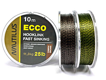 Повод. мат. без оболочки Nautilus Hooklink Ecco 10м 35lb/ (Camou Green) 