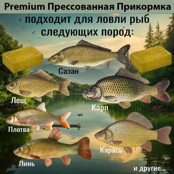 Прикормка Carpomaniya пресованная Premium 450 г (Амур + Горох) 