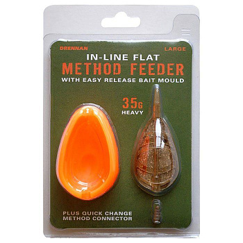 Флэт кормушка с формой Drennan In-Line Flat Method Feeder & Mould L 25г
