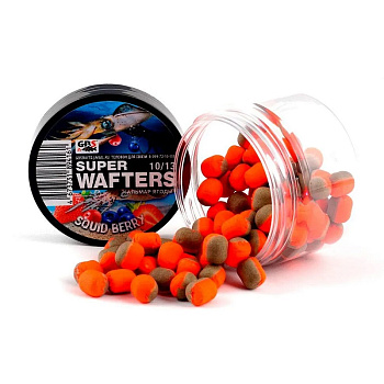 Бойлы нейтральные GBS Baits wafters  Squidberry 10x13мм  67 г (Кальмар Ягоды) 