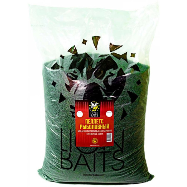 Пеллетс Lion Baits медленнорастворимый Betaine 2мм 15 кг (Бетаин)   Зеленый