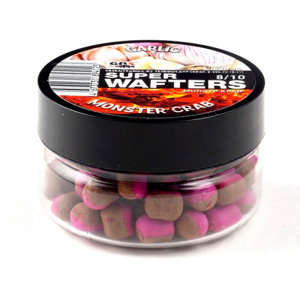Бойлы нейтральные GBS Baits wafters  Garlic - Monster Crab 8 10мм 67 г (Чеснок - Монстр-Краб)