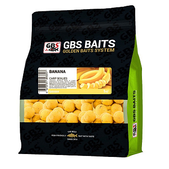 Бойлы тонущие GBS Baits Прикормочные Banana  20мм 1 кг (Банан) 