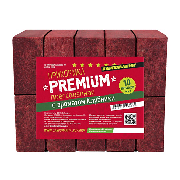 Прикормка Carpomaniya пресованная 10 куб. Premium 450 г (Клубника) 