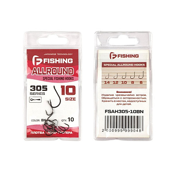 Крючки с колечком F-fishing Special Allround Hooks 305 Size 10 Black Nickel 