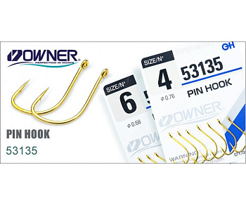 Крючки с колечком Owner Pin Hook  Size 12 Gold 