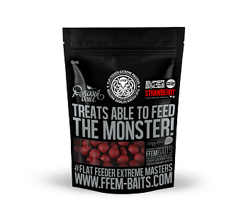 Бойлы пылящие FFEM Baits  Soluble Boilies Strawberry 22мм 1 кг (Земляника) 