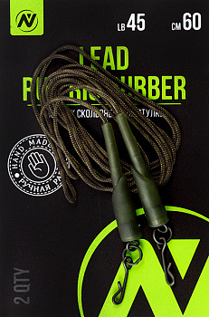 Монтаж карповый Скользящий на втулке VN Tackle Lead run rig rubber 45lb 60см 2шт