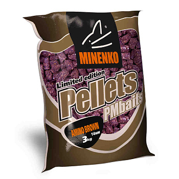 Пеллетс Minenko PMbaits Amino Brown 14мм 3 кг (Без вкуса)   Коричневый