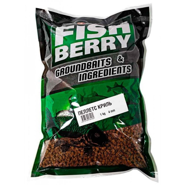 Пеллетс Fishberry  Krill 4мм 1 кг (Криль)  Твёрдый Оранжевый