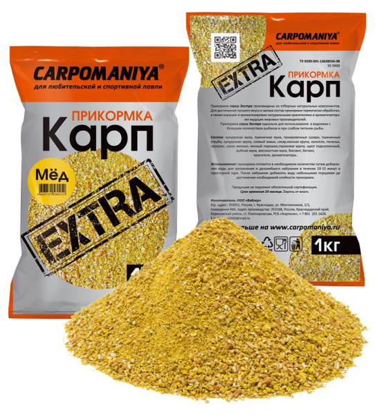 Прикормка фидерная Carpomaniya Экстра  Honey 1 кг (Мед)