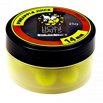 Бойлы плавающие Lion Baits   Pineapple Juice 14мм 25 г (Ананасовый сок) 