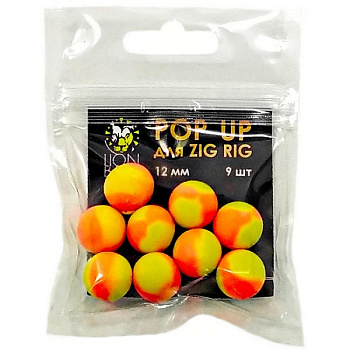 Плавающая насадка  Lion Baits Zig-Rig (Желто-оранжевый) 12мм 9шт.