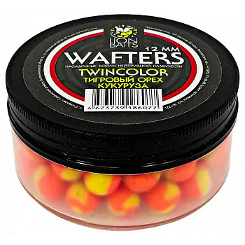 Бойлы нейтральные Lion Baits Wafters twincolor  Tiger Nut-Corn 12мм 40 г (Тигровый орех - Кукуруза )