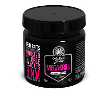 Бойлы пылящие FFEM Baits насадочные Monster Soluble Boilies Mega Krill 22мм 350 г (Мега криль) 