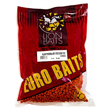 Пеллетс Lion Baits Carp pellets Plum  6мм 1 кг (Слива)   Оранжевый