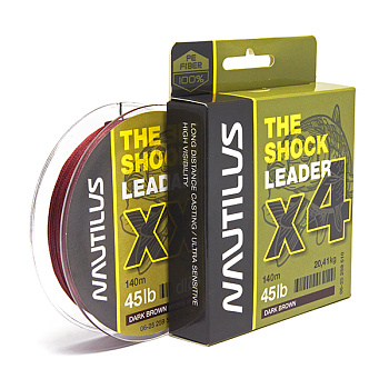 Плетеный шок лидер Nautilus The Shock Leader  140м 40lb/ (Brown) 
