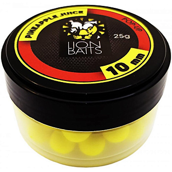 Бойлы плавающие Lion Baits   Pineapple Juice 10мм 25 г (Ананасовый сок) 