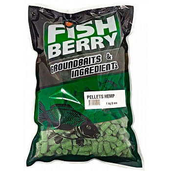 Пеллетс Fishberry Быстрорастворимый Hemp 8мм 1 кг (Конопля)  Твёрдый Зеленый