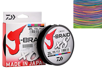 Плетеный шнур Daiwa  J-Braid X8 Multicolor  150м 8,0кг/0,13мм (Цветной) 