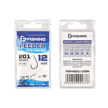 Крючки с колечком F-fishing Special Feeder Hooks 201 Size 12 Black Nickel 