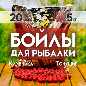 Бойлы тонущие Lion Baits  Euro Baits Strawberry Jam 20мм 5 кг (Клубничный джем) 