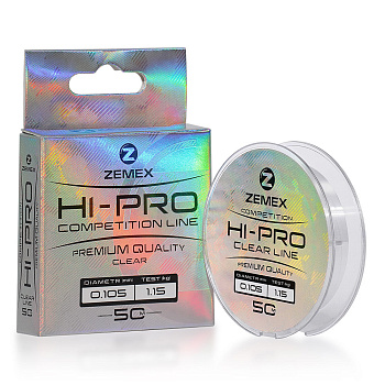 Поводочная леска Zemex HI-PRO COMPETITION LINE  50м 0,76кг/0,091мм (Прозрачный) 